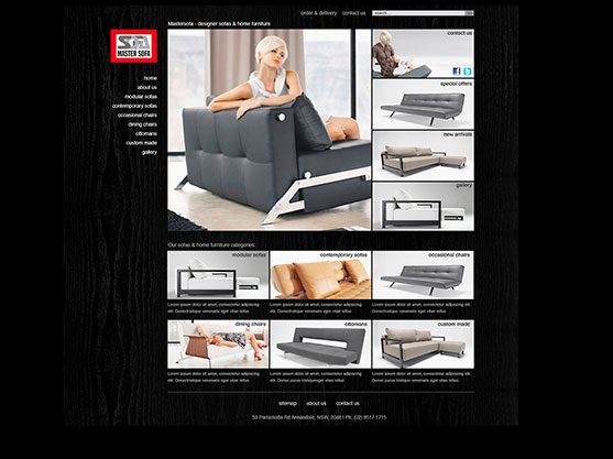 screen grab of a furniture website built by polished pixels